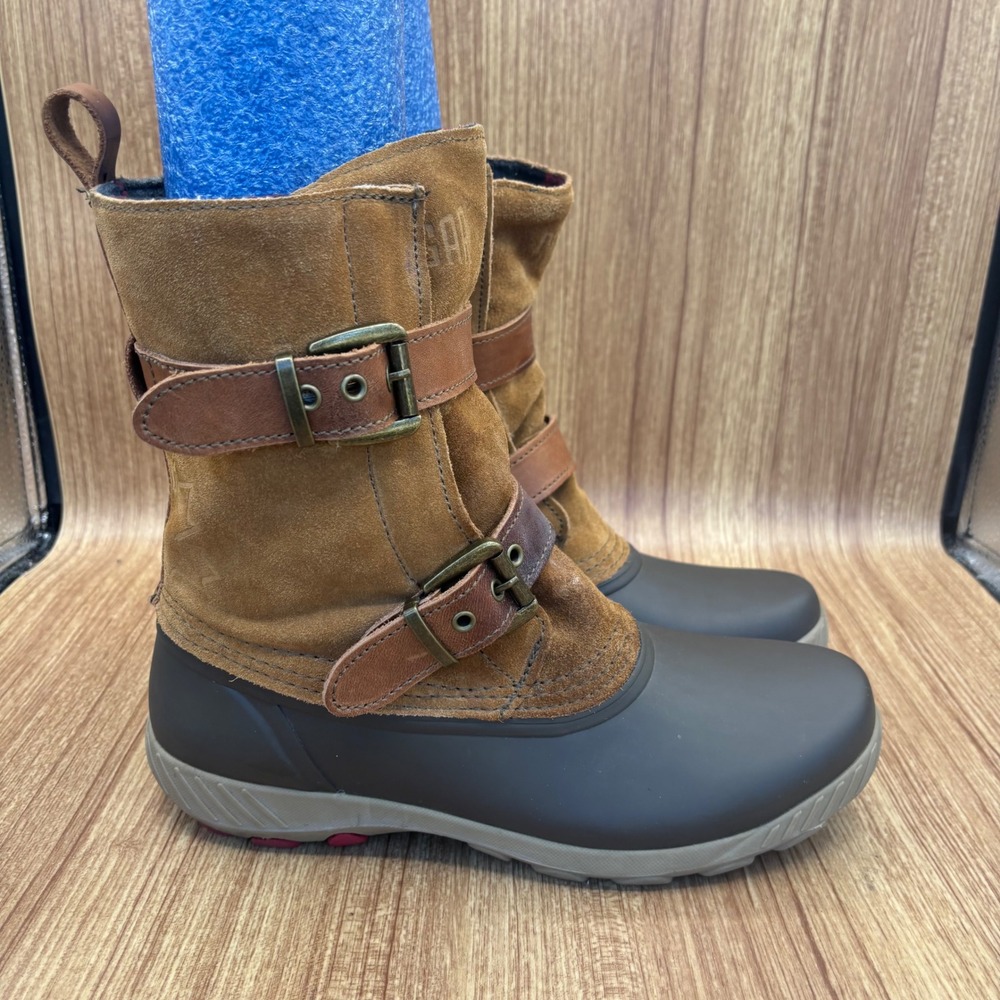 Cougar Maple Creek Winter Boots Womens 10 Tan Brown Suede Plaid Duck Boots